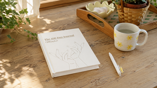 Open manifestation journal for a daily gratitude and intention-setting practice
